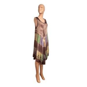 India Boutique Rayon Embroidery Cottagecore L Dress Boho Chic Summer Festival